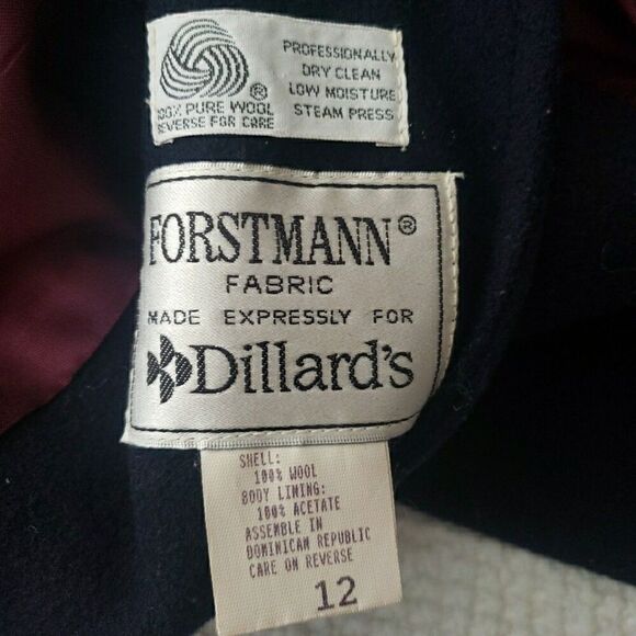 Westbound Dillard's Pea Coat Navy Double Breasted 100% Wool Shell Size 12 - Picture 13 of 13